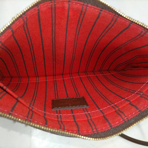 100% Authentic Louis Vuitton Neverfull Damier Ebene Wristlet Pouch/Clutch Bag - Picture 7 of 9